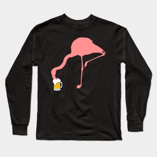 'Flamingo Loves Beer' Amazing Bird Lover Gift Long Sleeve T-Shirt